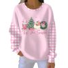 Casual Christmas Tis The Season Print Long Sleeve Pink Pit Striped Sweatshirt