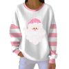 Casual Santa Claus Pink Print Pit Striped Sweatshirt