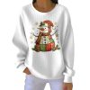 Casual Snowman Print Long Sleeve Pit Striped Sweatshirt