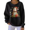 Casual Snowman Print Long Sleeve Pit Striped Sweatshirt 3