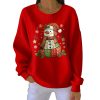Casual Snowman Print Long Sleeve Pit Striped Sweatshirt 4