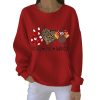 Casual Thanksgiving Peace Love Turkey Print Ribbed Round Neck Sweatshirt 3