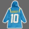 Chargers Bolt Up Justin Herbert 10 Blanket Hoodie 3
