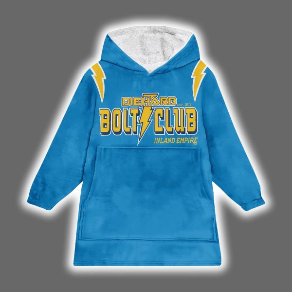 Chargers Diehard Bolt Club Herbert 10 Blanket Hoodie 2