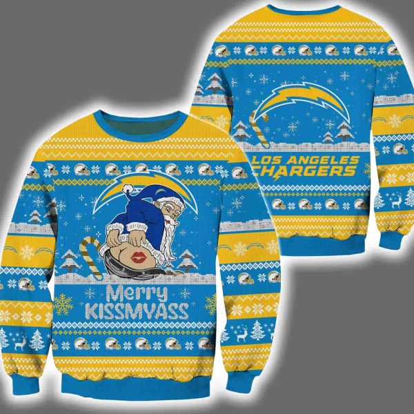 Chargers Merry Kissmyass Santa Claus Ugly Christmas Sweater