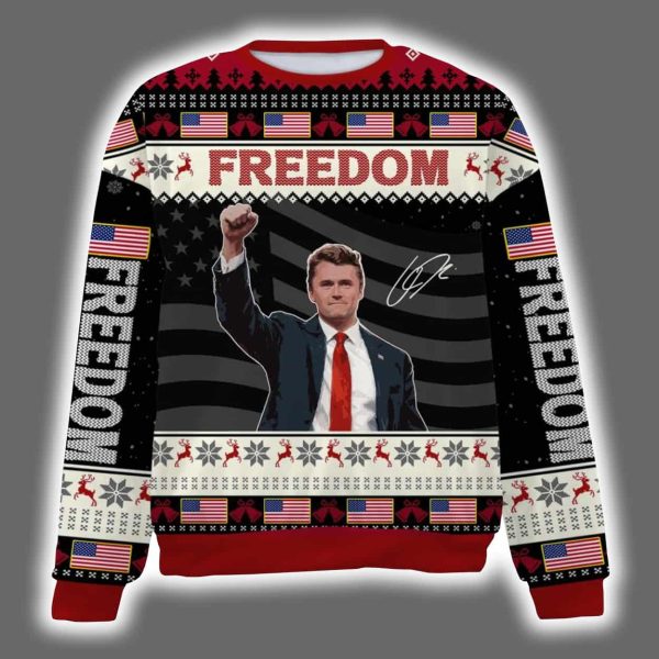 Charlie Kirk Freedom Signature A True Patriot Ugly Christmas Sweater