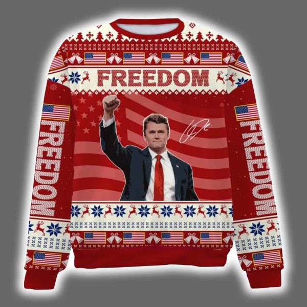 Charlie Kirk Freedom Signature A True Patriot Ugly Christmas Sweater 2