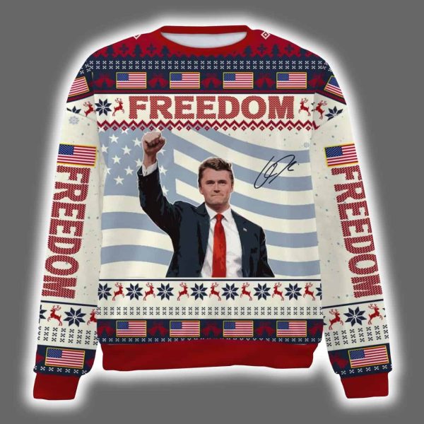 Charlie Kirk Freedom Signature A True Patriot Ugly Christmas Sweater 3
