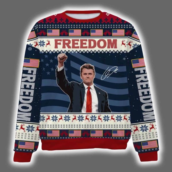 Charlie Kirk Freedom Signature A True Patriot Ugly Christmas Sweater 4