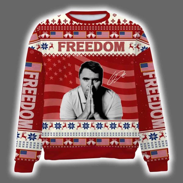 Charlie Kirk Freedom Signature Rest In Peace Ugly Christmas Sweater 2