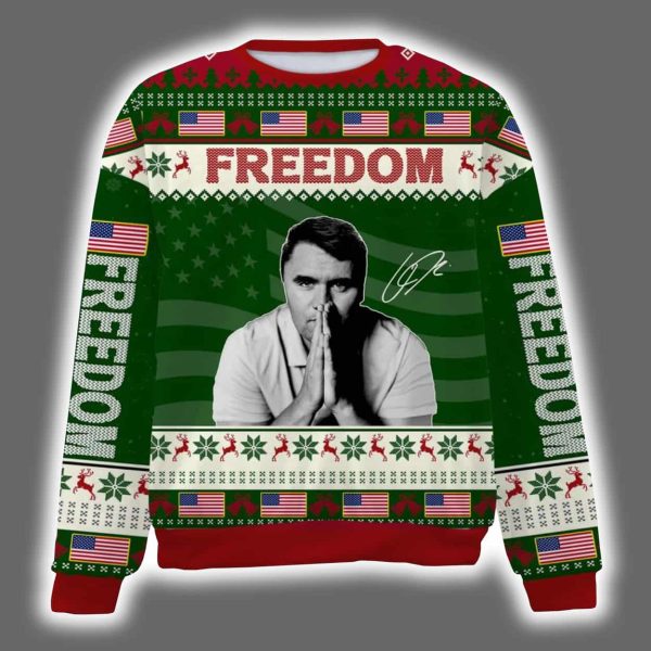 Charlie Kirk Freedom Signature Rest In Peace Ugly Christmas Sweater 5