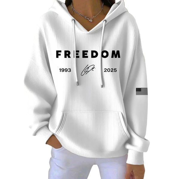 Charlie Kirk Red Freedom American Flag Signature Pit Striped Hoodie 2
