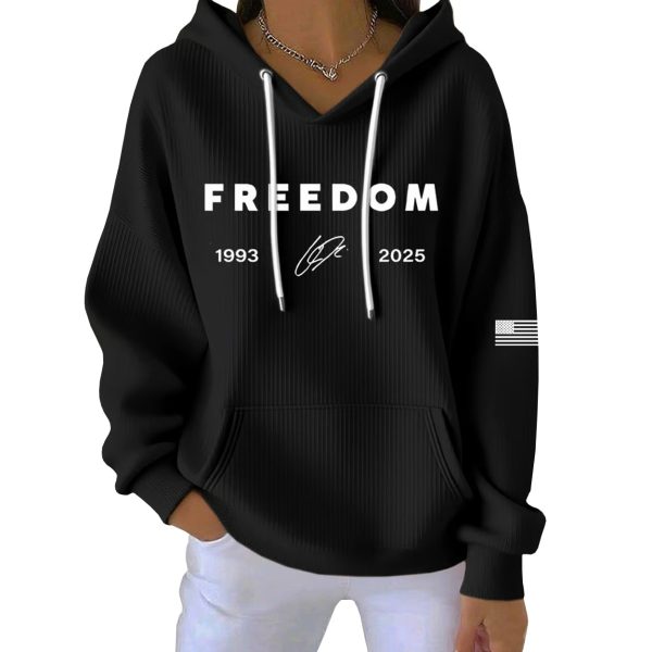 Charlie Kirk Red Freedom American Flag Signature Pit Striped Hoodie 3