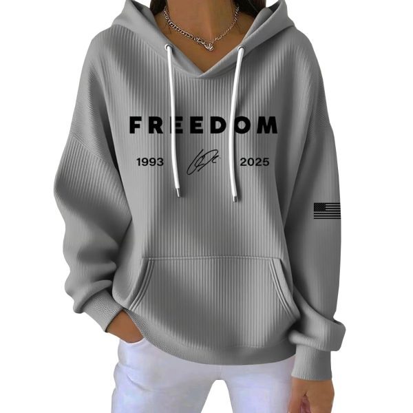 Charlie Kirk Red Freedom American Flag Signature Pit Striped Hoodie 4