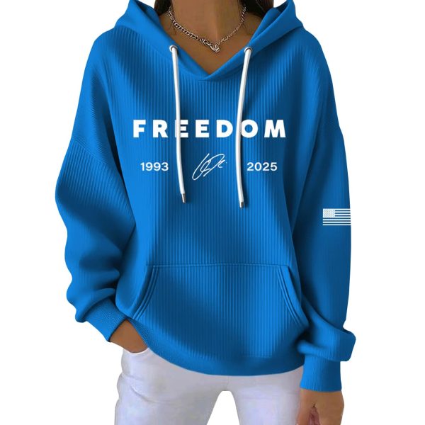 Charlie Kirk Red Freedom American Flag Signature Pit Striped Hoodie 5