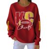 Chiefs Football Casual Print Ribbed Long Sleeve Sweatshirt