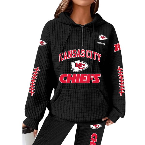 Chiefs Football Personalized Waffle Zip Hoodie 2