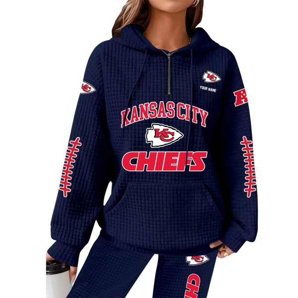 Chiefs Football Personalized Waffle Zip Hoodie 4