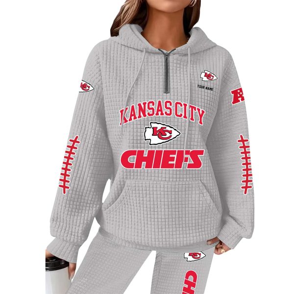 Chiefs Football Personalized Waffle Zip Hoodie 6