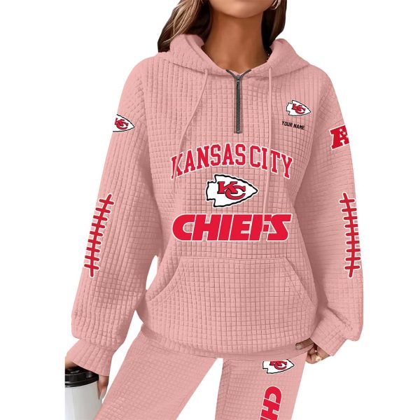 Chiefs Football Personalized Waffle Zip Hoodie 7