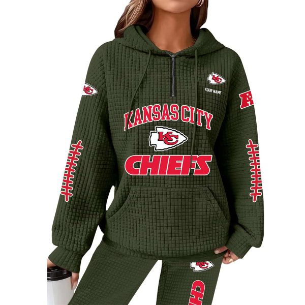 Chiefs Football Personalized Waffle Zip Hoodie 8