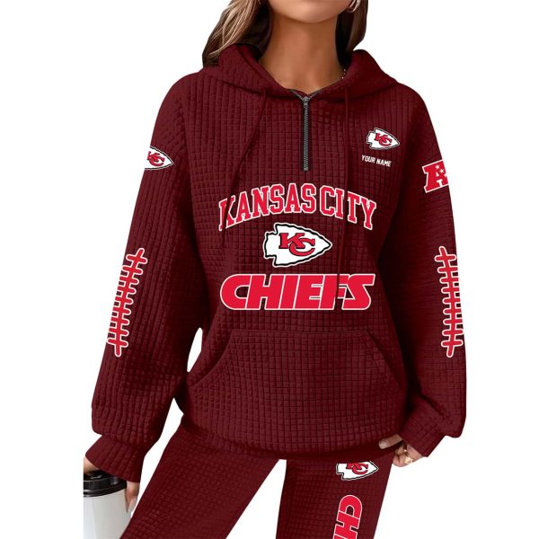Chiefs Football Personalized Waffle Zip Hoodie 9