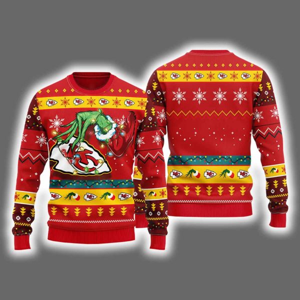 Chiefs Grnch Hand Ugly Christmas Sweater