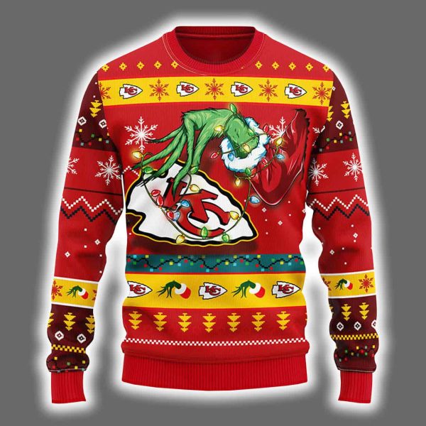 Chiefs Grnch Hand Ugly Christmas Sweater 2