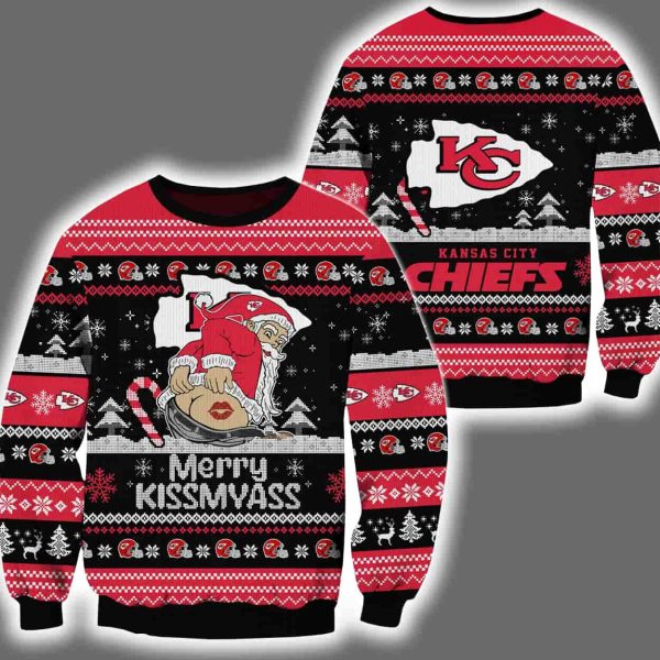 Chiefs Merry Kissmyass Santa Claus Ugly Christmas Sweater