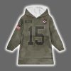 Chiefs Patrick Mahomes 15 Salute to Service Blanket Hoodie 2