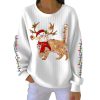 Christmas Cat Wearing Santa Hat Ribbed Pit Striped Round Neck Sweatshirt 2