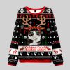 Christmas Cat With Reindeer Antlers Ugly Christmas Sweater