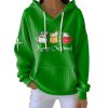 Christmas Cute Cat Merry Christmas Print Pit Striped Hoodie