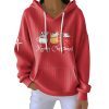 Christmas Cute Cat Merry Christmas Print Pit Striped Hoodie 2