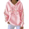 Christmas Flamingo Print Casual Pit Striped Hoodie