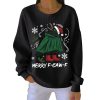 Christmas Greetings Crow Calling Merry F Caw F Pit Striped Sweatshirt 2