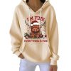 Christmas Highland Cow Im Fine Everything Is Fine Pit Striped Hoodie 3