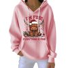 Christmas Highland Cow Im Fine Everything Is Fine Pit Striped Hoodie 5