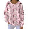 Christmas Pink Santa Claus Wool Round-Neck Pit Striped Sweatshirt
