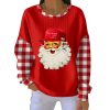 Christmas Santa Claus Freedom Charlie Kirk Hat Print Ribbed Round-Neck Sweatshirt