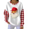 Christmas Santa Claus Freedom Charlie Kirk Hat Print Ribbed Round Neck Sweatshirt 2