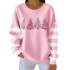 Christmas Tree Pink Casual Pit Striped Sweatshirt