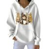 Christmas Vintage Snowman Floral Art Ribbed Hoodie Casual Top