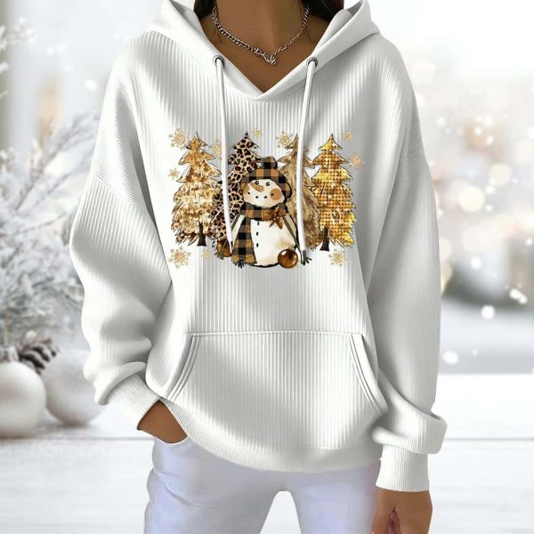 Christmas Vintage Animal Floral Art Ribbed Hoodie Casual Top 2