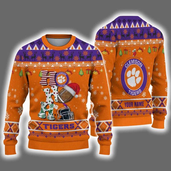 Clemson Football HO HO HO Ugly Christmas Sweater