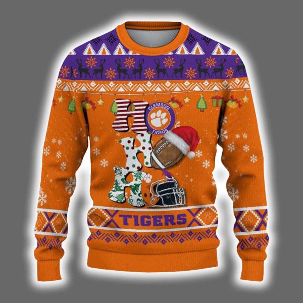 Clemson Football HO HO HO Ugly Christmas Sweater 2