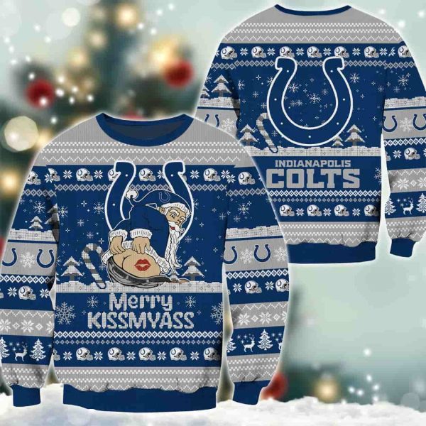 Colts Merry Kissmyass Santa Claus Ugly Christmas Sweater 2