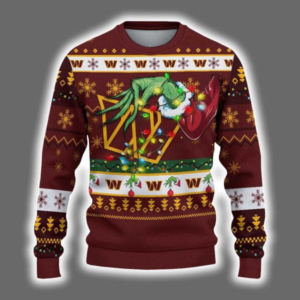 Commanders Grnch Hand Ugly Christmas Sweater 2