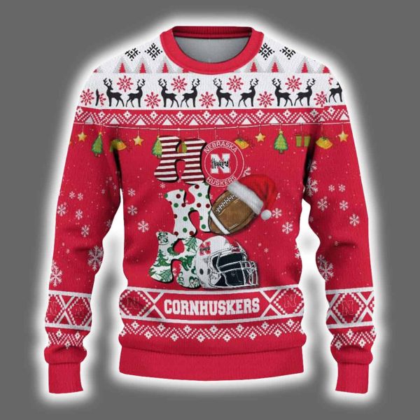 Cornhuskers Football HO HO HO Ugly Christmas Sweater 2