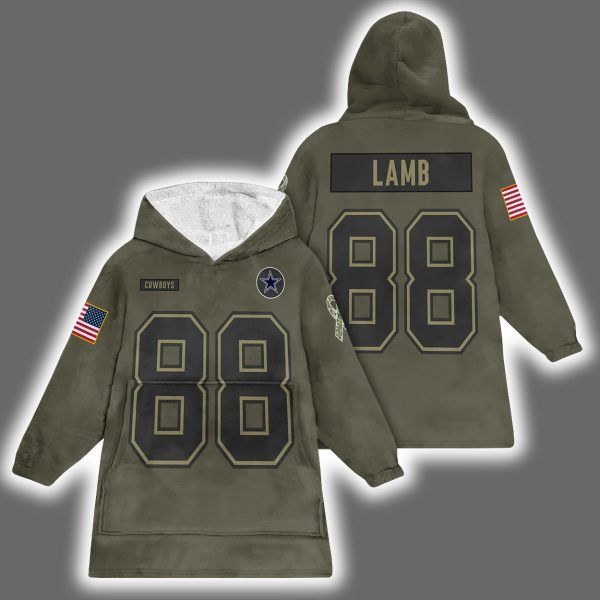 Cowboys Ceedee Lamb 88 Salute to Service Blanket Hoodie